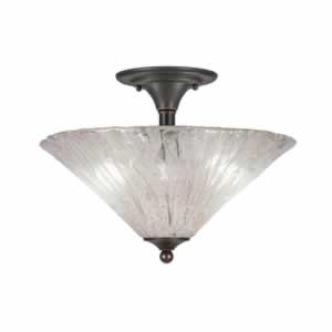 Semi-Flush with 2 Bulbs Shown In Dark Granite Finish With 16" Italian Ice Glass