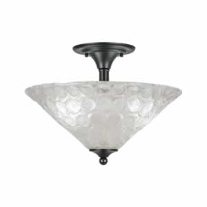 Semi-Flush with 2 Bulbs Shown In Matte Black Finish With 16" Italian Bubble Glass