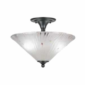 Semi-Flush with 2 Bulbs Shown In Matte Black Finish With 16" Frosted Crystal Glass