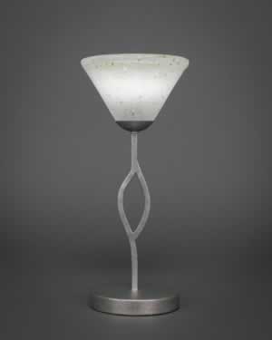 Revo Mini Table Lamp Shown in Aged Silver Finish With 7" Gold Ice Crystal Glass