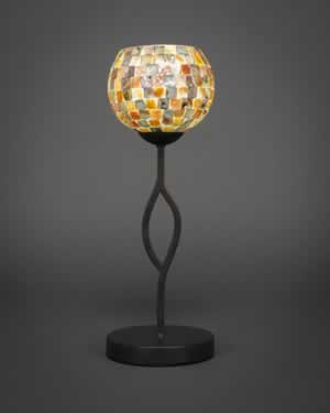 Revo Mini Table Lamp Shown In Dark GraniteFinish With 6" Sea Mist Seashell Glass