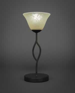 Revo Mini Table Lamp Shown In Dark Granite Finish With 7" Amber Marble Glass