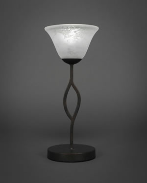 Revo Mini Table Lamp Shown In Dark Granite Finish With 7" White Marble Glass