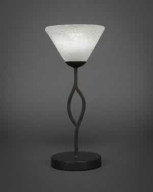 Revo Mini Table Lamp Shown In Dark GraniteFinish With 7" Gold Ice Crystal Glass