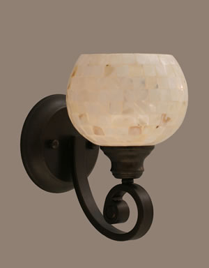 Curl Wall Sconce Shown In Bronze Finish With 6" Sea Shell Glass
