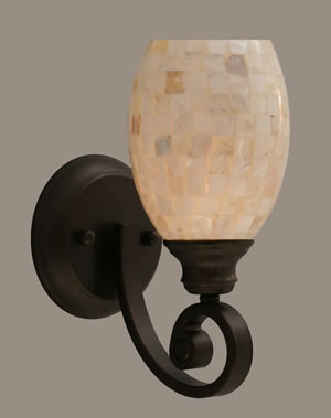 Curl Wall Sconce Shown In Bronze Finish With 5" Sea Shell Glass