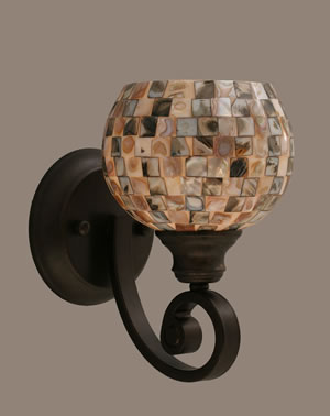 Curl Wall Sconce Shown In Bronze Finish With 6" Sea Shell Glass