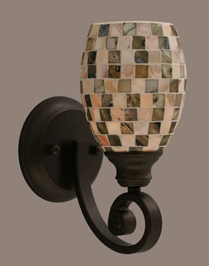 Curl Wall Sconce Shown In Bronze Finish With 5" Sea Shell Glass