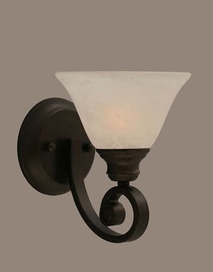 Curl Wall Sconce Shown In Bronze Finish With 7" White Marble Glass