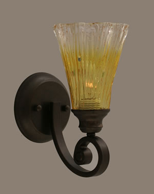 Curl Wall Sconce Shown In Bronze Finish With 5.5" Gold Champagne Crystal Glass