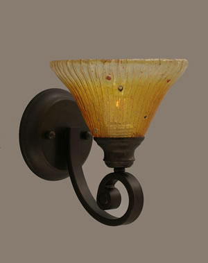 Curl Wall Sconce Shown In Bronze Finish With 7" Gold Champagne Crystal Glass