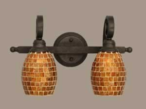 Curl 2 Light Bath Bar Shown In Bronze Finish With 5" Mosaic Glass