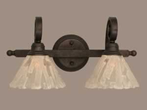 Curl 2 Light Bath Bar Shown In Bronze Finish With 7" Italian Ice Glass