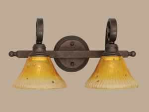 Curl 3 Light Bath Bar Shown In Bronze Finish With 6" Mosaic Glass