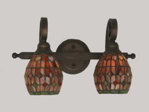 Curl 2 Light Bath Bar Shown In Bronze Finish With 5.5" Rosetta Tiffany Glass