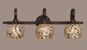 Curl 3 Light Bath Bar Shown In Bronze Finish With 5" Mosaic Glass