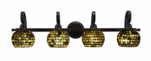 Curl 4 Light Bath Bar Shown In Bronze Finish With 6" Mosaic Glass