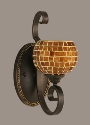 Eleganté Wall Sconce Shown In Dark Granite Finish With 6" Mosaic Glass