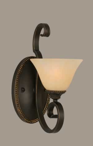 Eleganté Wall Sconce Shown In Dark Granite Finish With 7" Amber Marble Glass