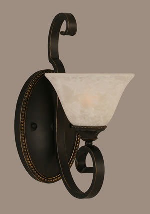 Eleganté Wall Sconce Shown In Dark Granite Finish With 7" White Marble glass