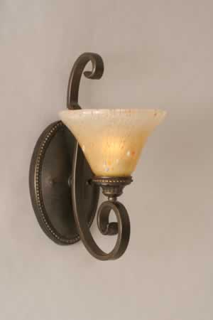Eleganté Wall Sconce Shown In Dark Granite Finish With 7" Amber Crystal glass