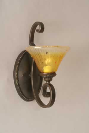 Eleganté Wall Sconce Shown In Dark Granite Finish With 7" Gold Champagne Crystal glass