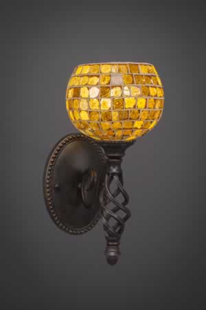 Eleganté Wall Sconce Shown In Dark Granite Finish With 6" Mosaic Glass