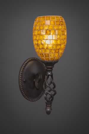 Eleganté Wall Sconce Shown In Dark Granite Finish With 5" Mosaic Glass