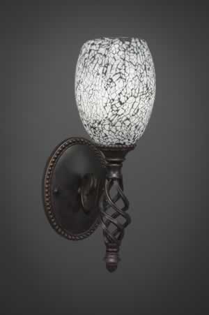 Eleganté Wall Sconce Shown In Dark Granite Finish With 5" Black Fusion Glass