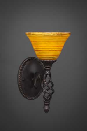 Eleganté Wall Sconce Shown In Dark Granite Finish With 7" Firré Saturn Glass