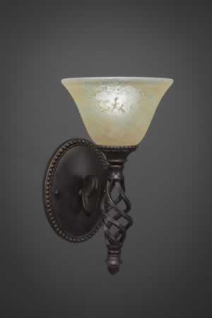 Eleganté Wall Sconce Shown In Dark Granite Finish With 7" Amber Marble Glass