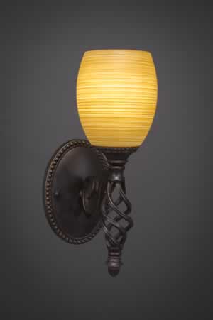 Eleganté Wall Sconce Shown In Dark Granite Finish With 7" Cayenne Linen Glass