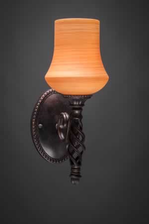 Eleganté Wall Sconce Shown In Dark Granite Finish With 5" Zilo Cayenne Linen Glass