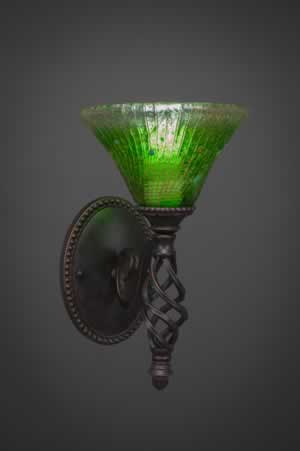 Eleganté Wall Sconce Shown In Dark Granite Finish With 7" Kiwi Green Crystal Glass