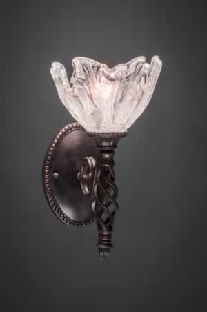 Eleganté Wall Sconce Shown In Dark Granite Finish With 7" Italian Ice Glass