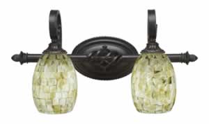 Eleganté 2 Light Bath Bar Shown In Dark Granite Finish With 5" Seashell Glass