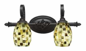 Eleganté 2 Light Bath Bar Shown In Dark Granite Finish With 5" Seashell Glass