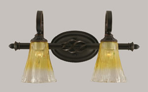 Eleganté 2 Light Bath Bar Shown In Dark Granite Finish With 5.5" Fluted Gold Champagne Crystal Glass