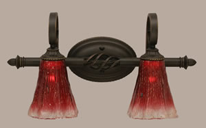 Eleganté 2 Light Bath Bar Shown In Dark Granite Finish With 5.5" Raspberry Crystal Glass