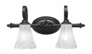 Eleganté 2 Light Bath Bar Shown In Dark Granite Finish With 5.5" Italian Ice Glass