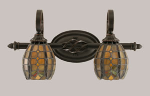 Eleganté 2 Light Bath Bar Shown In Dark Granite Finish With 5.5" Paradise Tiffany Glass