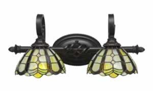 Eleganté 2 Light Bath Bar Shown In Dark Granite Finish With 7" Paradise Tiffany Glass