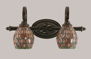 Eleganté 2 Light Bath Bar Shown In Dark Granite Finish With 5.5" Rosetta Tiffany Glass