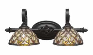 Eleganté 2 Light Bath Bar Shown In Dark Granite Finish With 7" Persian Nites Tiffany Glass