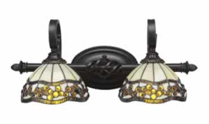 Eleganté 2 Light Bath Bar Shown In Dark Granite Finish With 7" Roman Jewel Tiffany Glass