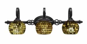 Eleganté 3 Light Bath Bar Shown In Dark Granite Finish With 6" Mosaic Glass