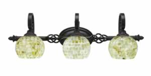 Eleganté 3 Light Bath Bar Shown In Dark Granite Finish With 6" Seashell Glass