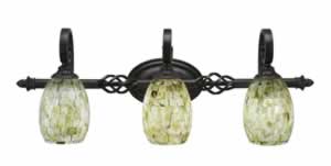 Eleganté 3 Light Bath Bar Shown In Dark Granite Finish With 5" Seashell Glass