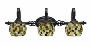 Eleganté 3 Light Bath Bar Shown In Dark Granite Finish With 6" Seashell Glass