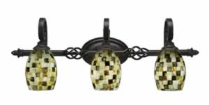 Eleganté 3 Light Bath Bar Shown In Dark Granite Finish With 5" Seashell Glass